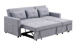 English Elm Zaira Linen Convertible Sleeper Sofa with Side Pocket for Small Spaces and Guests Light Gray B2749S00010
