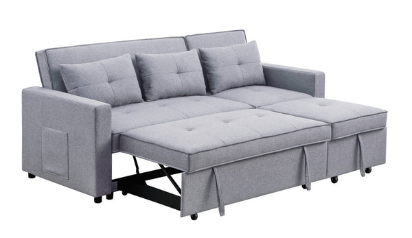 English Elm Zaira Linen Convertible Sleeper Sofa with Side Pocket for Small Spaces and Guests Light Gray B2749S00010