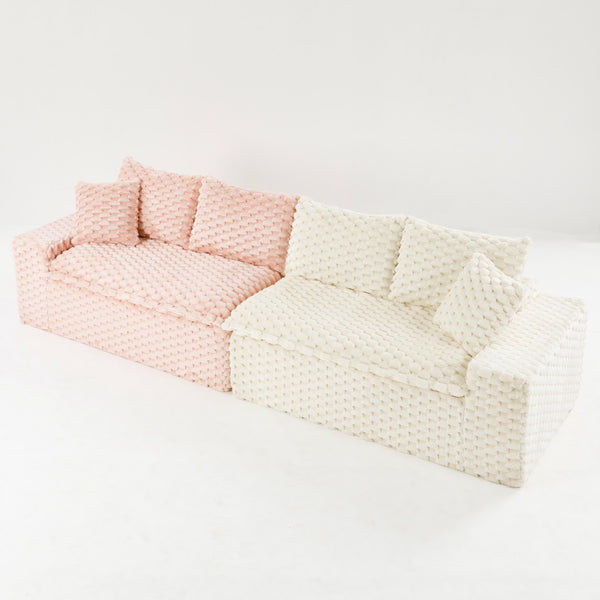English Elm Luxury Color-Block Turtle Velvet Sofa - Modular Comfort For Stylish Living Rooms & Cozy Gatherings W3371S00047