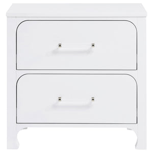 English Elm Helena Pearl White 2-Drawer Nightstand with Soft Curves, Spacious Storage, Modern Chic Bedroom Accent B062P299878