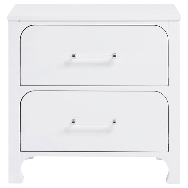 English Elm Helena Pearl White 2-Drawer Nightstand with Soft Curves, Spacious Storage, Modern Chic Bedroom Accent B062P299878