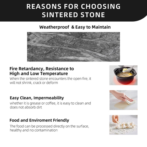 English Elm Outdoor Modern Patio Dining Table 35.5"x71" with Sintered Stone Top, Tapered Legs, Weatherproof Elegance Black Marble-Look Sintered Stone,Ember Black Frame W1886P272392