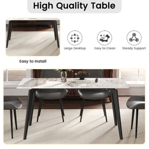 English Elm 62.99" Modern Artificial Stone Dining Table With Black Metal Legs - Stylish, Durable, Seats 6 Comfortably W1535S00514