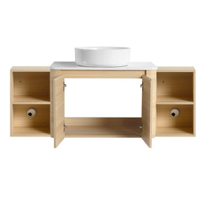 English Elm 54'' Wall-Mounted Bathroom Vanity With Elegant Ceramic Sink, Soft-Close Doors, And Ample Storage W999S00475