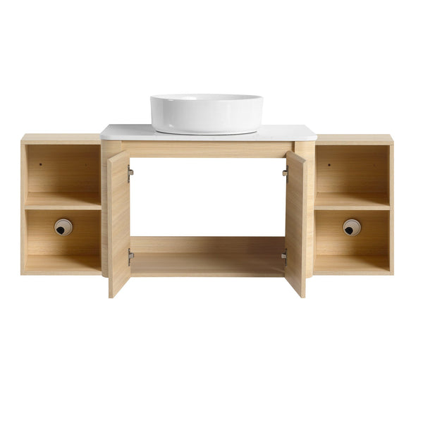 English Elm 54'' Wall-Mounted Bathroom Vanity With Elegant Ceramic Sink, Soft-Close Doors, And Ample Storage W999S00475
