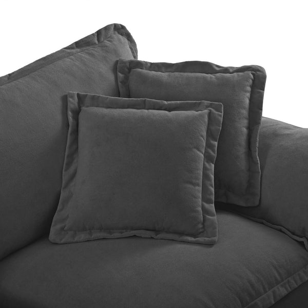 English Elm Modular U-shape Chenille Cloud Sectional with Sculptural Sailboat Arms Six Seats Grey W3163S00128