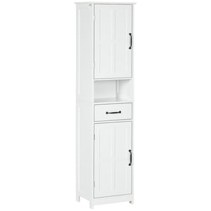 English Elm Kleankin Slim Bathroom Storage Cabinet - Tall Linen Tower With Adjustable Shelves, Drawer & Open Shelf W2225P217013