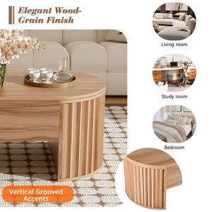 English Elm U-Can Elliptical Lift Top Coffee Table with Hidden Storage, Hydraulic Lift, Wood-Grain Modern Design Light Brown N724P308481W