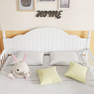 English Elm Full Solid Wood Kids Platform Bed with Guardrail, Low-Profile Durable Pine & MDF, 350LB Capacity White 60.24 L x 23.74 W x 6.5 H W2593P339598