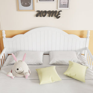 English Elm Twin Low Profile Kids Platform Bed Solid Pine Frame with Guardrails and Storage White W2593P411271