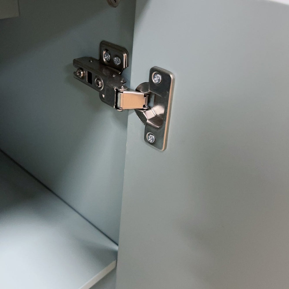 English Elm Accent Mint Green Wooden Cabinet with 4 Glass Doors, Slim 2-Tier Sideboard Buffet for Entryway & Living Room Storage W1435P170161