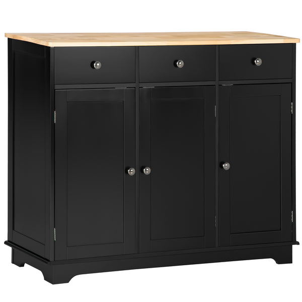 English Elm Homcom Modern Sideboard With Solid Rubberwood Top, 3 Drawers, Adjustable Shelves & Versatile Design W2225P229288