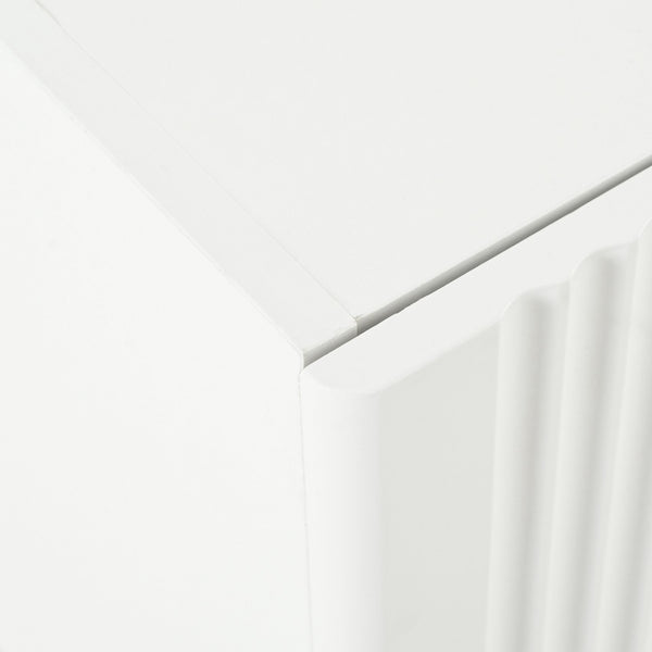 English Elm ON-TREND Fluted TV Stand for Up to 80" TVs with Cable Management, Gold Wood Legs & Ample Storage White WF531671AAK