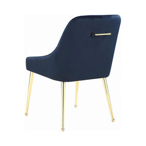 English Elm Set Of 2 Luxurious Velvet Upholstered Side Chairs In Blue With Brass Legs For Modern Living Spaces B016P369790-GIGA