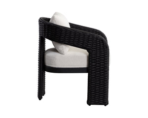 Sunpan Pylos Dining Armchair - Stylish Outdoor Seating with Durable Wicker and Soft Performance Fabric Cushion Black / Louis Cream