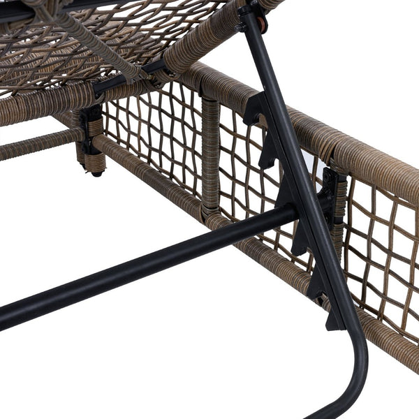 English Elm Trexm Outdoor Pe Rattan Chaise with Adjustable Backrest Cushion and Wheels for Poolside Beige,Grey Brown N715P207900N