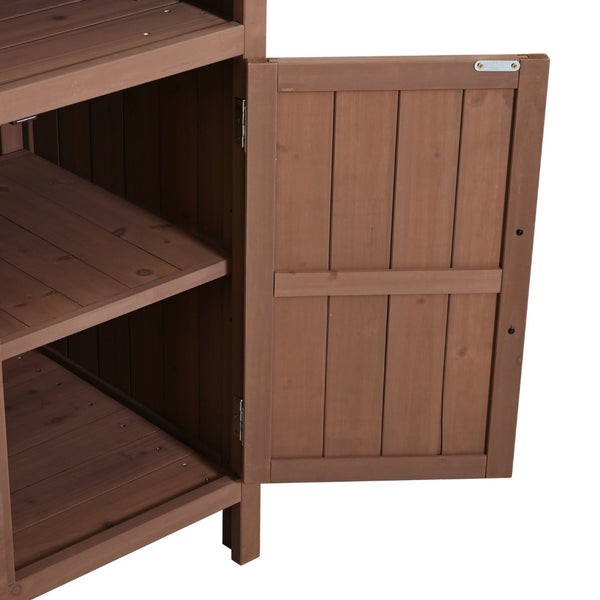 English Elm (with Hutch) Topmax Solid Fir Outdoor Potting Bench Station Cabinets Drawers Patio Garden Brown N717P404332D