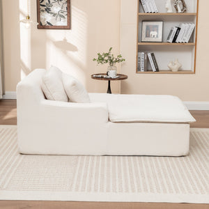 English Elm Right Armrest Chaise lounge chair sleeper with high-density foam, corduroy, no assembly, vacuum-ready Beige W1170P333286