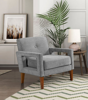 English Elm Modern Belfort Living Room 2pc Set Loveseat and Chair in Chenille with Reversible Cushions, Walnut Legs, Easy Care Gray 55.5 L x 29.25 W x 17.5 H B011S01691