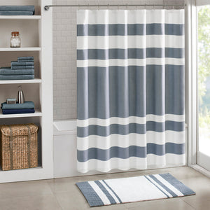 Madison Park Spa Waffle Casual Shower Curtain with 3M Treatment MP70-8453 Dark Blue