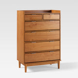 30" Solid Wood 6-Drawer Chest with Gallery BR6DRLEEDRCA-T Caramel BR6DRLEEDRCA-T Walker Edison