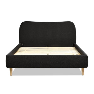 English Elm Jennifer Taylor Home - Roman Curved Upholstered Platform Bed, Queen Size In Luxe Ebony Black Boucle For Modern Elegance B2719P238209