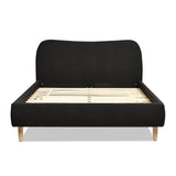 English Elm Roman Curved Headboard Upholstered Platform Bed, Queen, Ebony Black Boucle