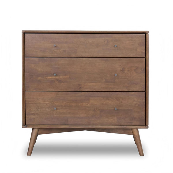 English Elm Ashcroft Furniture - Caroline Mid Century Modern Solid Wood 3-Drawer Dresser Brown - Space-Saving, Stylish Bedroom Storage B183P232075