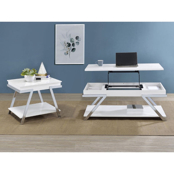 English Elm Fletcher Lacquered High Gloss Coffee Table with Open Shelf for Modern Living Rooms B062P447812