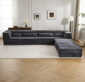 English Elm Compression Modular Sofa Bed - Oversized 4-Seater, No Assembly, Adaptable Designs For Any Space W3723S00041