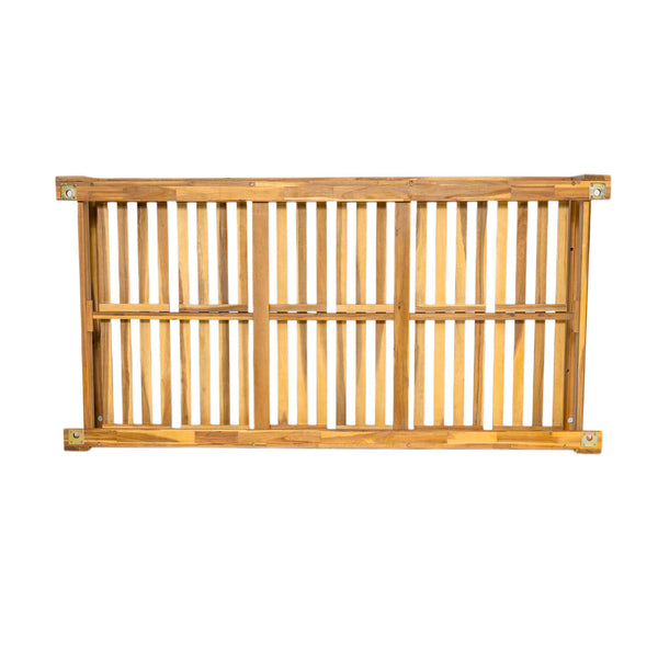 English Elm TOPMAX Acacia Wood Twin Porch Swing Bed Frame with High Back, 350lb Capacity & 118" Hemp Ropes Natural N717P265795A