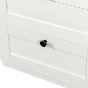 English Elm 2-in-1 Wood Coat Rack Nightstand with Drawer & Hooks — Freestanding Bedroom Entryway Organizer W331P280719