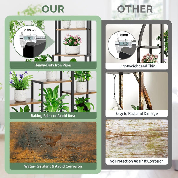 English Elm Plant Stand Indoor With Integrated Grow Light - 8-Tier Metal Shelf For Thriving Greenery At Home W3101P314625-GIGA