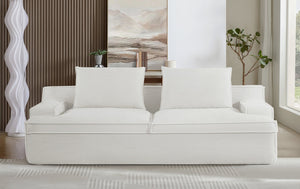 English Elm Nimbus Oversized Full Foam 4-Seater Sofa — 90" Wide Corduroy Comfort, No Assembly, Wide Arms, Ergonomic Ivory B2735P271458