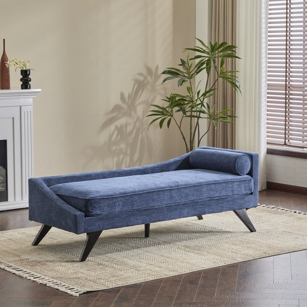 English Elm Christopher Knight Home® - CHAISE modern fabric lounge with rolled accent pillow, splayed birch legs and luxe comfort seating experience Navy Blue 68.25 L x 28 W x 17.75 H N776P291705N
