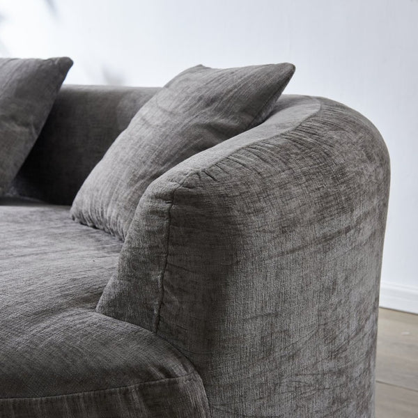 English Elm 111" L Shaped Cloud Sofa Plush Chenille Upholstered High Density Foam Apartment Living Room Grey W1669S00058