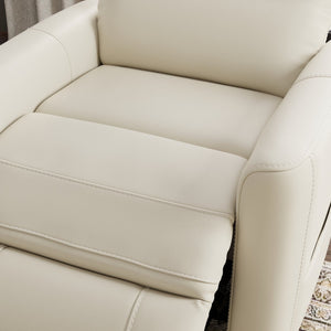 English Elm Faux Power Lift Chair with Premium Faux Leather, USB Charging, Side Pockets & Quiet Motor Recline Off White B339P409531