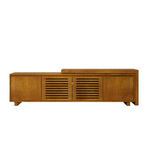English Elm 63" Mid-Century Modern Extendable TV Stand, Adjustable to 98" for TVs up to 75", Spacious Storage Cabinet W1801P163658