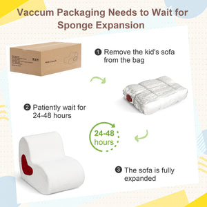 English Elm Toddler Cream Foam Chair with Removable Cover & Heart Pillow, Lightweight Foldable Kids Seat W1889P337605