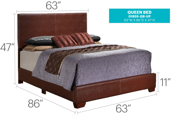 English Elm Aaron G1800-TB-UP Twin Bed with Durable Cappuccino PU Upholstery, Low-Profile Design, Ships Fast Light Brown 4 L x 33 W x 65 H B078108080