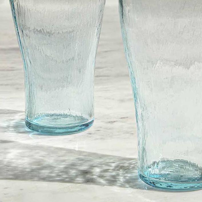 English Elm Quoise Mouth-Blown Glass Tumblers Set of 2 – Handcrafted Light Blue 350ml Short Glasses for Gifts & Daily Use B346P327302