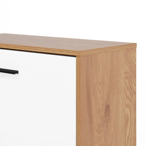 English Elm Shoe Storage Cabinet with 3 Flip Drawers for Entryway — Slim Freestanding Organizer, Hidden Dust-Proof Rack, Anti-Tip Safety, Holds 18 Pairs Natural W409P194946