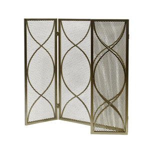 English Elm Christopher Knight Home® - FIRE Gold Iron Fireplace Screen 32.5x24.75 Inch Decorative Heat-Resistant Protective Cover, Elegant 65182.00GLD