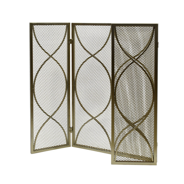 English Elm Christopher Knight Home® - FIRE Gold Iron Fireplace Screen 32.5x24.75 Inch Decorative Heat-Resistant Protective Cover, Elegant 65182.00GLD