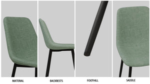 English Elm 55" Mid-century Mdf Square Dining Table with 4 Linen Chairs Metal Leg 5 Piece Set Brown+Green W3732S00007