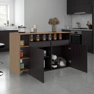 English Elm Elgin Two-tone Kitchen Bar Counter with Open Shelving and Concealed Cabinet Storage B097S00254