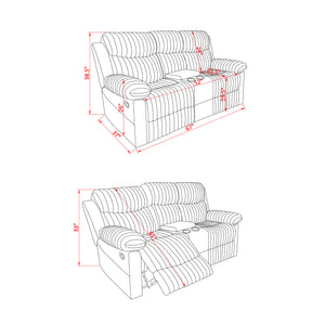 English Elm Bruni Grey Plush Console Reclining Loveseat with 2 Cup Holders, Manual Recline, Polyester Comfort B201P299731