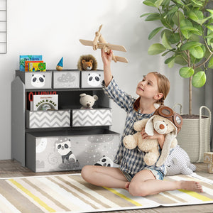 English Elm Qaba Kids Toy Organizer with 6 Bins, Cute Gray MDF Storage Shelf for Bedroom, Durable & Safe W2225P249762