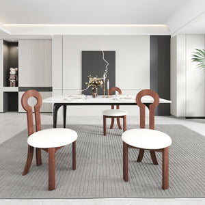 English Elm Vintage Rubber Solid Wood Dining Chair Set of 2 — Plush Berber Fleece Upholstery, Water & Stain Resistant, 280 lb Capacity Natural,White W1535P281510