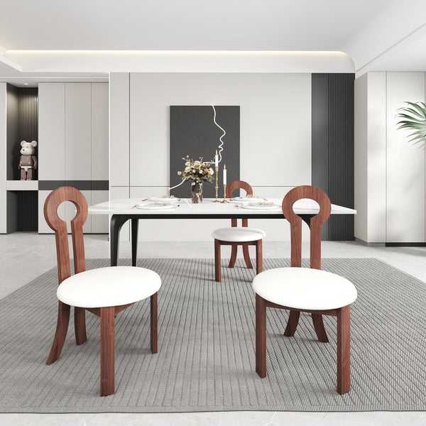 English Elm Vintage Rubber Solid Wood Dining Chair Set of 2 — Plush Berber Fleece Upholstery, Water & Stain Resistant, 280 lb Capacity Natural,White W1535P281510